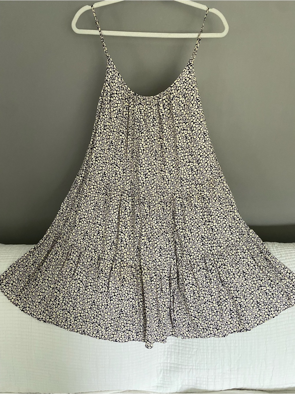 H&M Navy and White Floral Spaghetti Strap Mini Dress